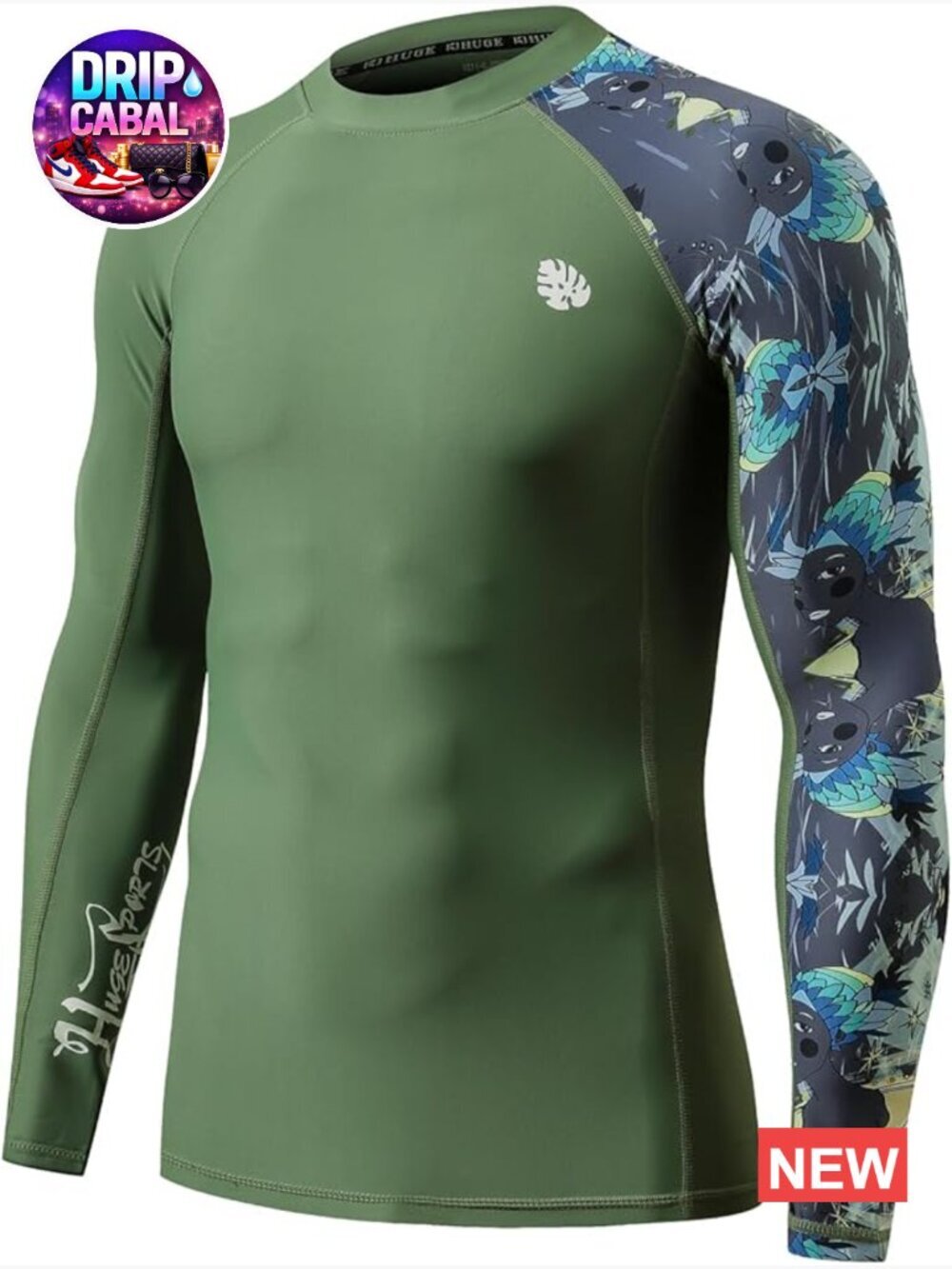Men's Long Sleeve UPF 50+ Rash Guard Sun Protection Compression Swim Shirt